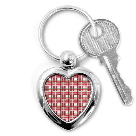 Red plaid pattern Key Chains (Heart)  from ArtsNow.com Front