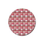Red plaid pattern Rubber Coaster (Round) 