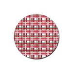 Red plaid pattern Rubber Round Coaster (4 pack) 