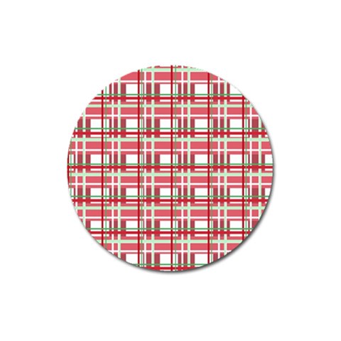 Red plaid pattern Magnet 3  (Round) from ArtsNow.com Front