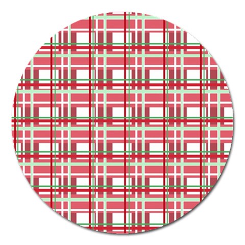 Red plaid pattern Magnet 5  (Round) from ArtsNow.com Front