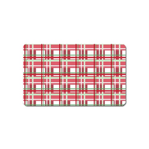 Red plaid pattern Magnet (Name Card) from ArtsNow.com Front