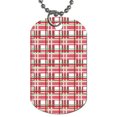Red plaid pattern Dog Tag (One Side) from ArtsNow.com Front