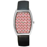 Red plaid pattern Barrel Style Metal Watch