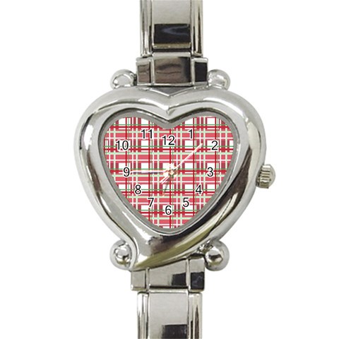 Red plaid pattern Heart Italian Charm Watch from ArtsNow.com Front