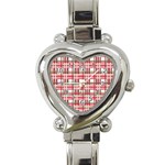 Red plaid pattern Heart Italian Charm Watch