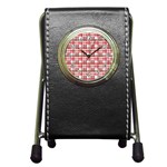 Red plaid pattern Pen Holder Desk Clocks