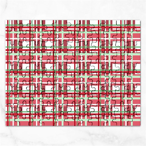 Red plaid pattern Rectangular Jigsaw Puzzl from ArtsNow.com Front