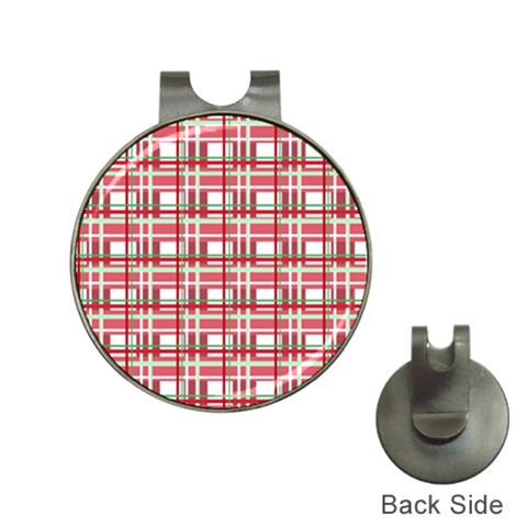 Red plaid pattern Hat Clips with Golf Markers from ArtsNow.com Front