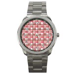 Red plaid pattern Sport Metal Watch