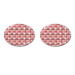 Red plaid pattern Cufflinks (Oval)