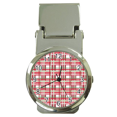Red plaid pattern Money Clip Watches from ArtsNow.com Front