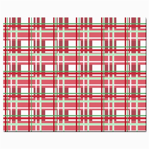 Red plaid pattern Mini Button Earrings from ArtsNow.com Front