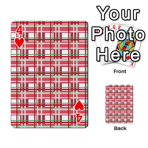 Red plaid pattern Playing Cards 54 Designs  from ArtsNow.com Front - Heart4