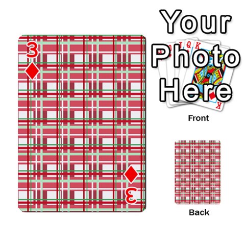 Red plaid pattern Playing Cards 54 Designs  from ArtsNow.com Front - Diamond3