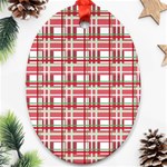 Red plaid pattern Oval Ornament (Two Sides)