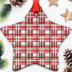 Red plaid pattern Star Ornament (Two Sides)  from ArtsNow.com Front