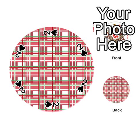 Red plaid pattern Playing Cards 54 (Round)  from ArtsNow.com Front - Spade2