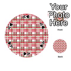 Ace Red plaid pattern Playing Cards 54 (Round)  from ArtsNow.com Front - SpadeA