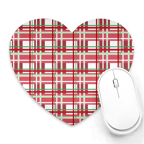 Red plaid pattern Heart Mousepads from ArtsNow.com Front
