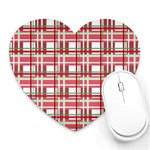 Red plaid pattern Heart Mousepads