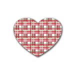 Red plaid pattern Rubber Coaster (Heart) 