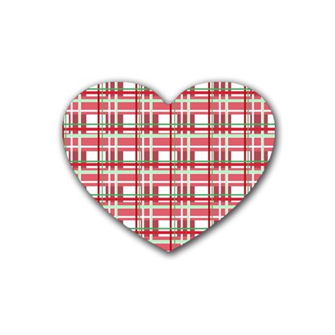Red plaid pattern Heart Coaster (4 pack)  from ArtsNow.com Front