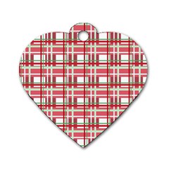 Red plaid pattern Dog Tag Heart (Two Sides) from ArtsNow.com Front