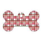 Red plaid pattern Dog Tag Bone (One Side)