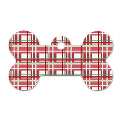 Red plaid pattern Dog Tag Bone (Two Sides) from ArtsNow.com Front