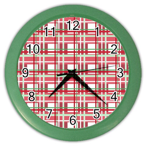 Red plaid pattern Color Wall Clocks from ArtsNow.com Front