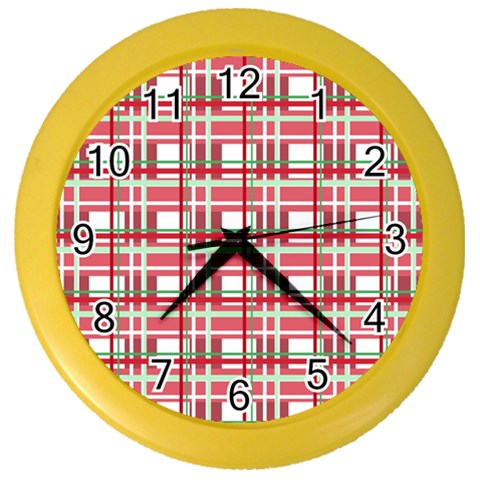Red plaid pattern Color Wall Clocks from ArtsNow.com Front