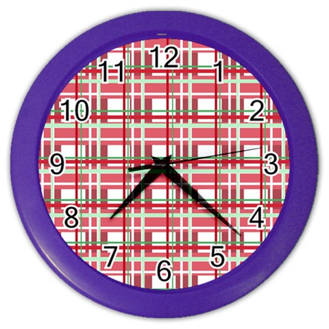 Red plaid pattern Color Wall Clocks from ArtsNow.com Front