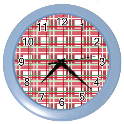 Red plaid pattern Color Wall Clocks from ArtsNow.com Front