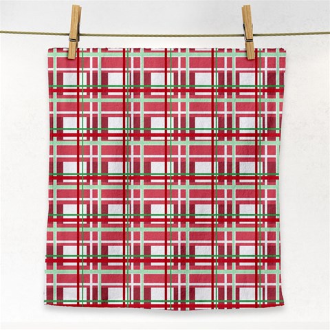 Red plaid pattern Face Towel from ArtsNow.com Front