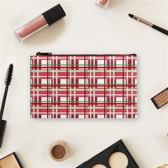 Red plaid pattern Cosmetic Bag (Small)  from ArtsNow.com Front