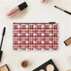 Red plaid pattern Cosmetic Bag (Small)  from ArtsNow.com Back