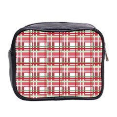 Red plaid pattern Mini Toiletries Bag 2 Back