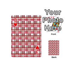 Red plaid pattern Playing Cards 54 (Mini)  from ArtsNow.com Front - Heart3