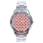 Red plaid pattern Stainless Steel Analogue Watch