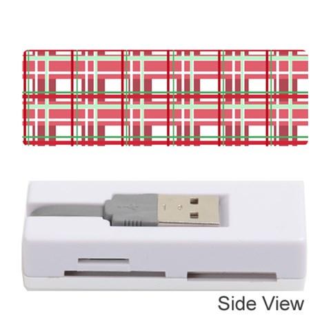 Red plaid pattern Memory Card Reader (Stick)  from ArtsNow.com Front