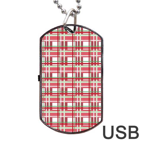 Red plaid pattern Dog Tag USB Flash (Two Sides)  from ArtsNow.com Front