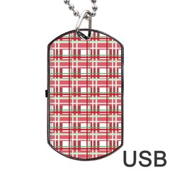 Red plaid pattern Dog Tag USB Flash (Two Sides)  from ArtsNow.com Front