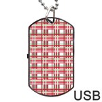 Red plaid pattern Dog Tag USB Flash (Two Sides) 