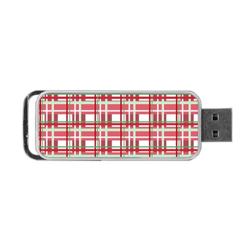 Red plaid pattern Portable USB Flash (Two Sides) from ArtsNow.com Front