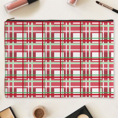 Red plaid pattern Cosmetic Bag (XXXL)  from ArtsNow.com Front