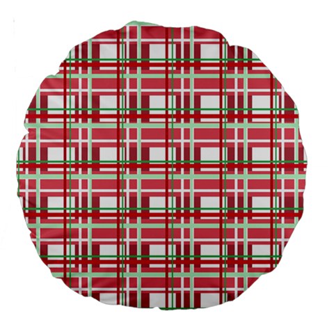 Red plaid pattern Large 18  Premium Round Cushions from ArtsNow.com Front