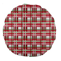 Red plaid pattern Large 18  Premium Round Cushions from ArtsNow.com Front