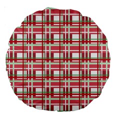 Red plaid pattern Large 18  Premium Round Cushions from ArtsNow.com Back