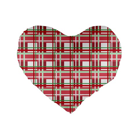 Red plaid pattern Standard 16  Premium Heart Shape Cushions from ArtsNow.com Front